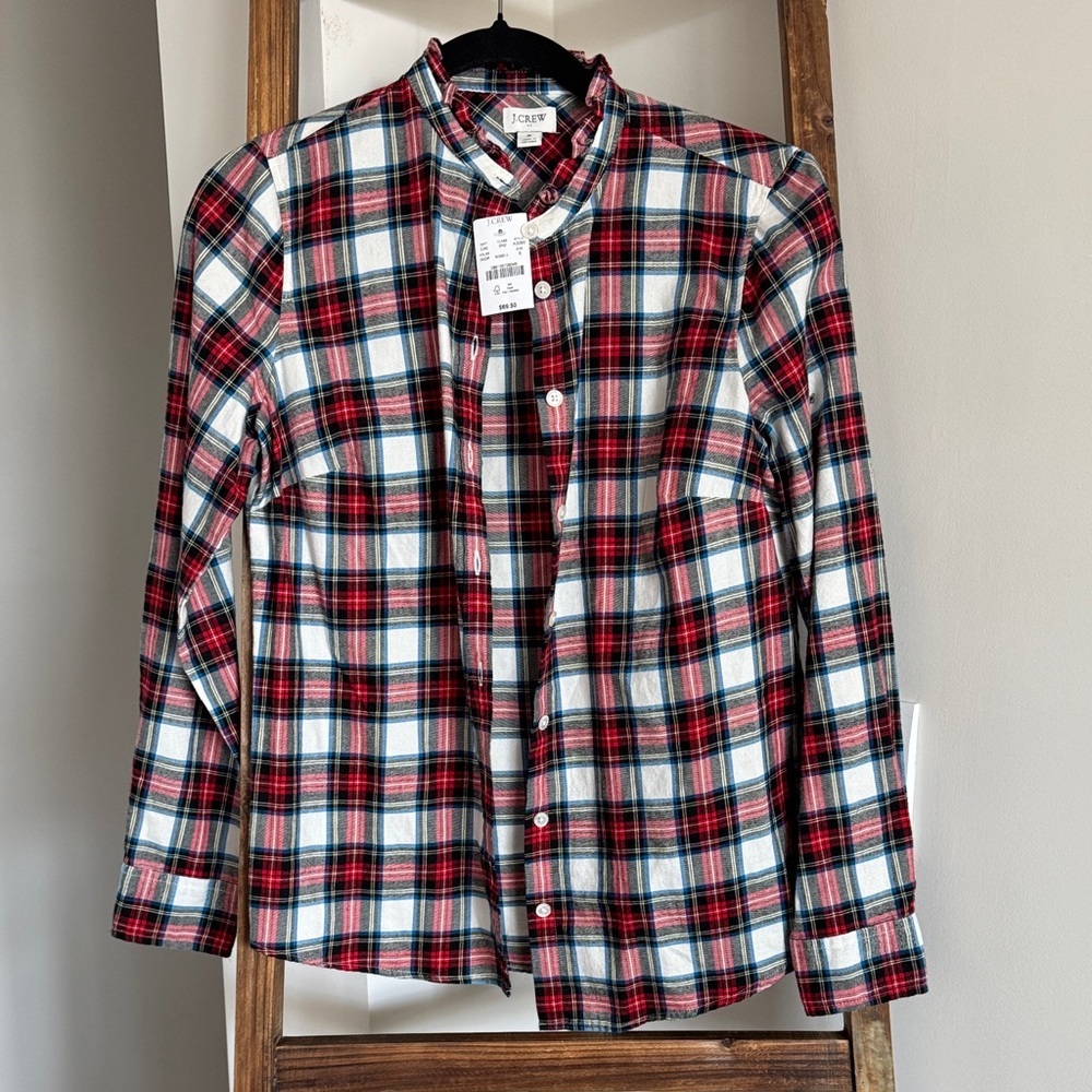 J. Crew Red and White Checkered Shirt